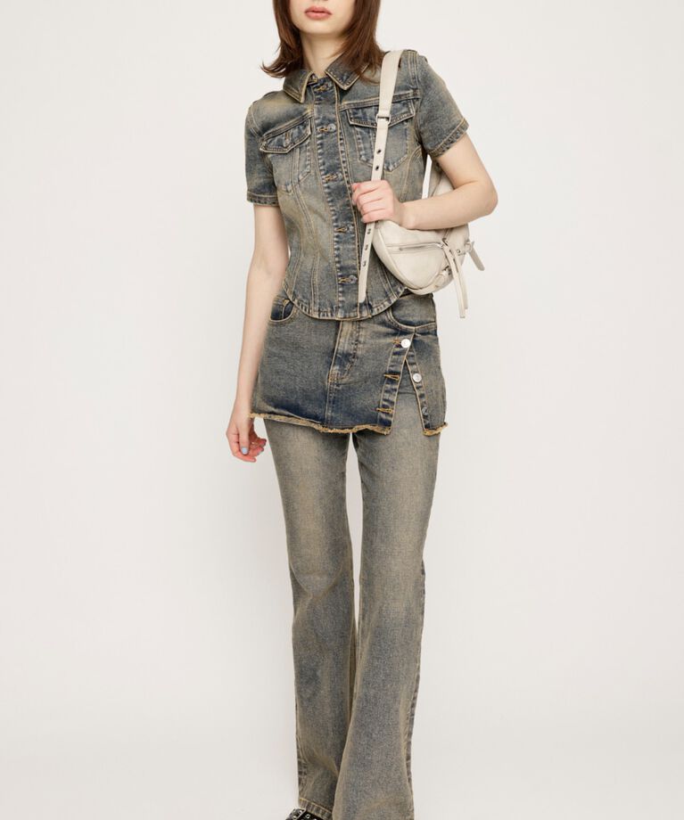 SLY「OVERDYE JW LAYERED FLARE PT-BE」|デニム|