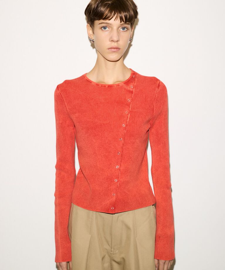 SLY「SLANT BUTTON HG RIB トップス」|ニット・セーター|