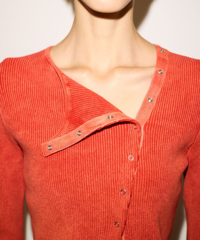 SLY「SLANT BUTTON HG RIB トップス」|ニット・セーター|