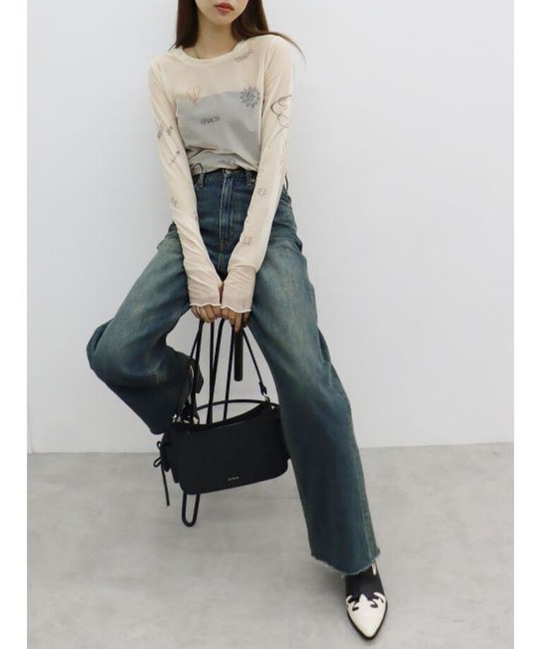EVRIS「シンプルワイドデニムパンツ」|デニム|