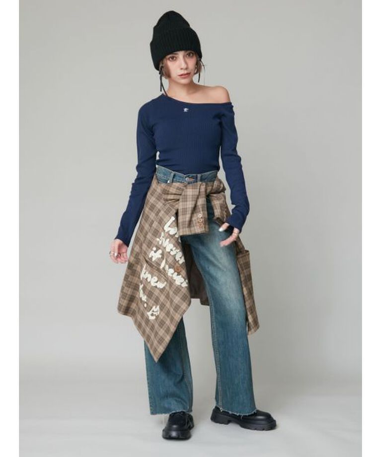 EVRIS「シンプルワイドデニムパンツ」|デニム|