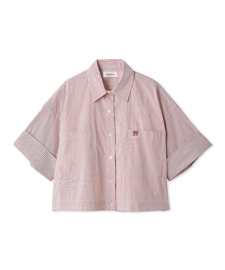 Mila Owen「【ウォッシャブル】クロップドハーフスリーブシャツ」|シャツ・ブラウス|RED