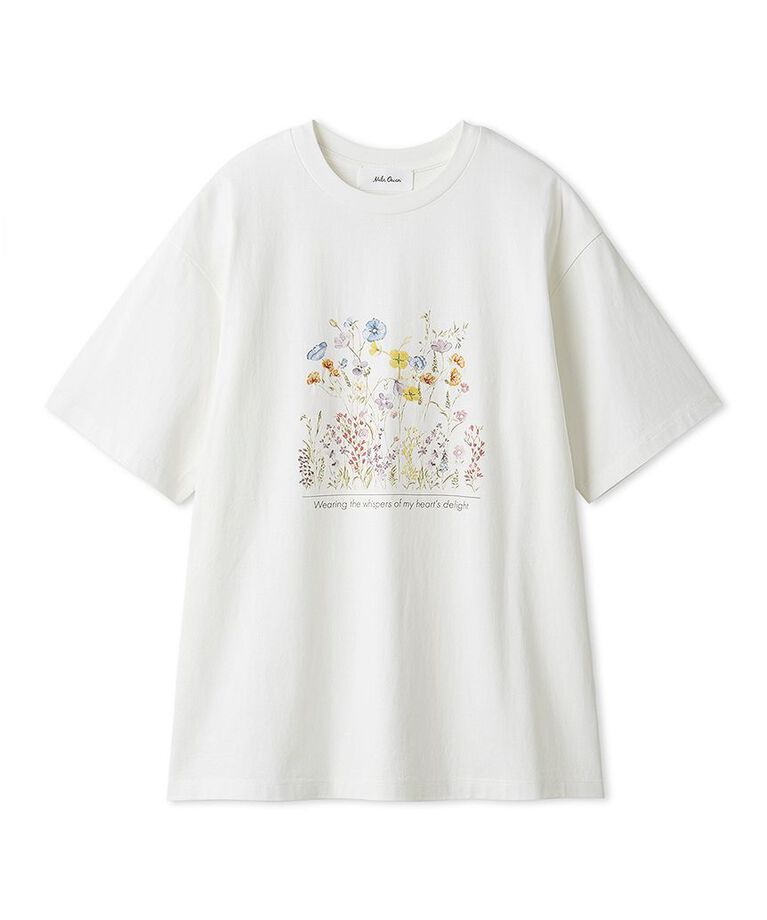 Mila Owen「フラワーモチーフプリント刺繍Tシャツ」|Tシャツ・カットソー|WHT