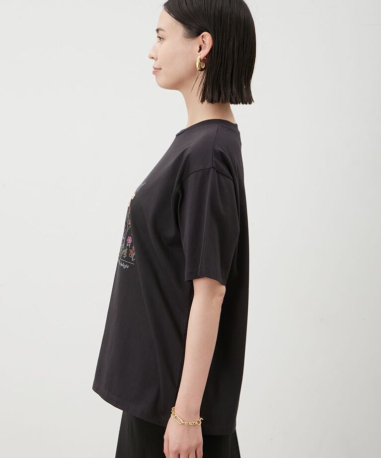Mila Owen「フラワーモチーフプリント刺繍Tシャツ」|Tシャツ・カットソー|