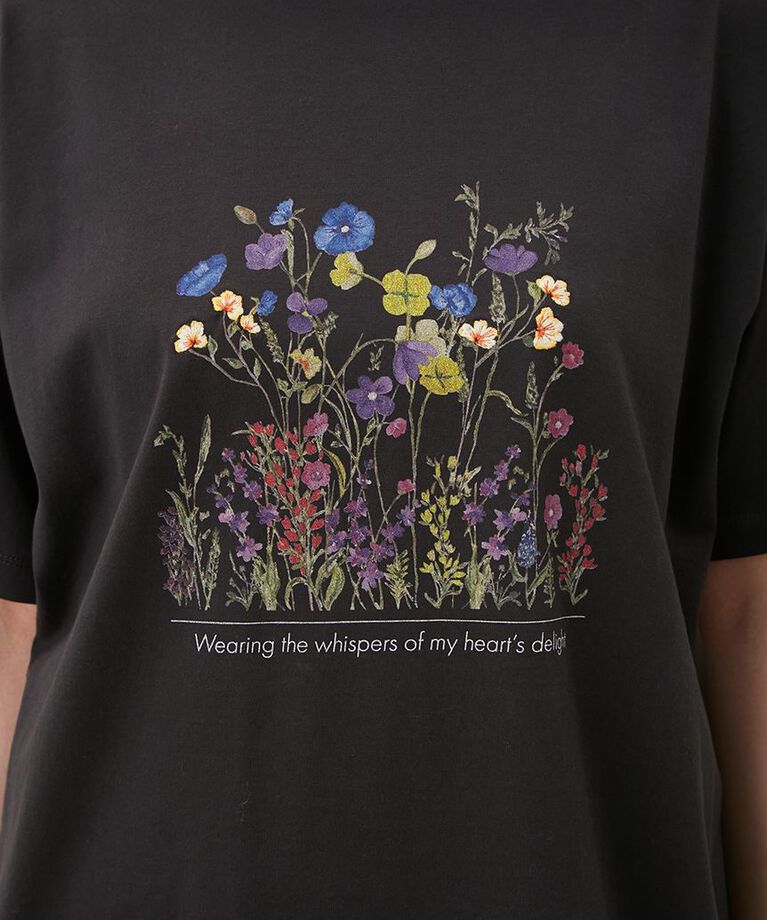 Mila Owen「フラワーモチーフプリント刺繍Tシャツ」|Tシャツ・カットソー|