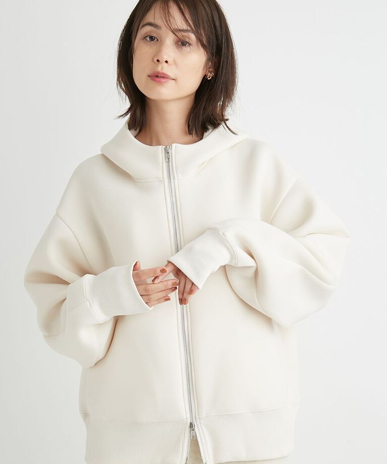 emmi atelier「ジップアップダンボールフーディー」|パーカー|