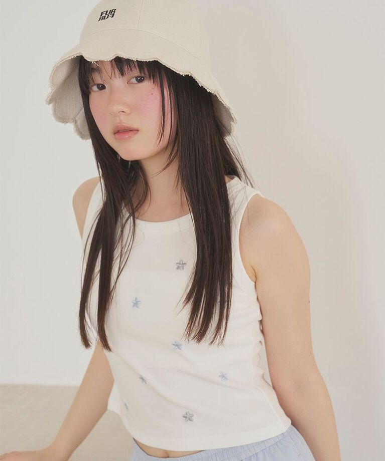 FURFUR「ミニフラワー刺繍タンクトップ」|タンクトップ|WHT