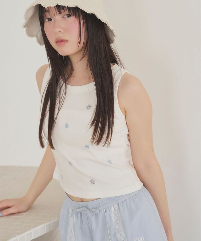 FURFUR「ミニフラワー刺繍タンクトップ」|タンクトップ|
