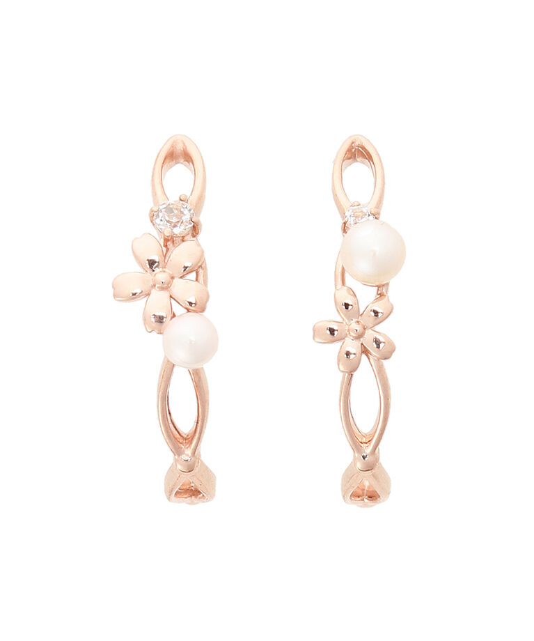 newme by Samantha Thavasa「SAKURA パールフープピアス」|ピアス|K18 PGxSILVER PGﾒｯｷ