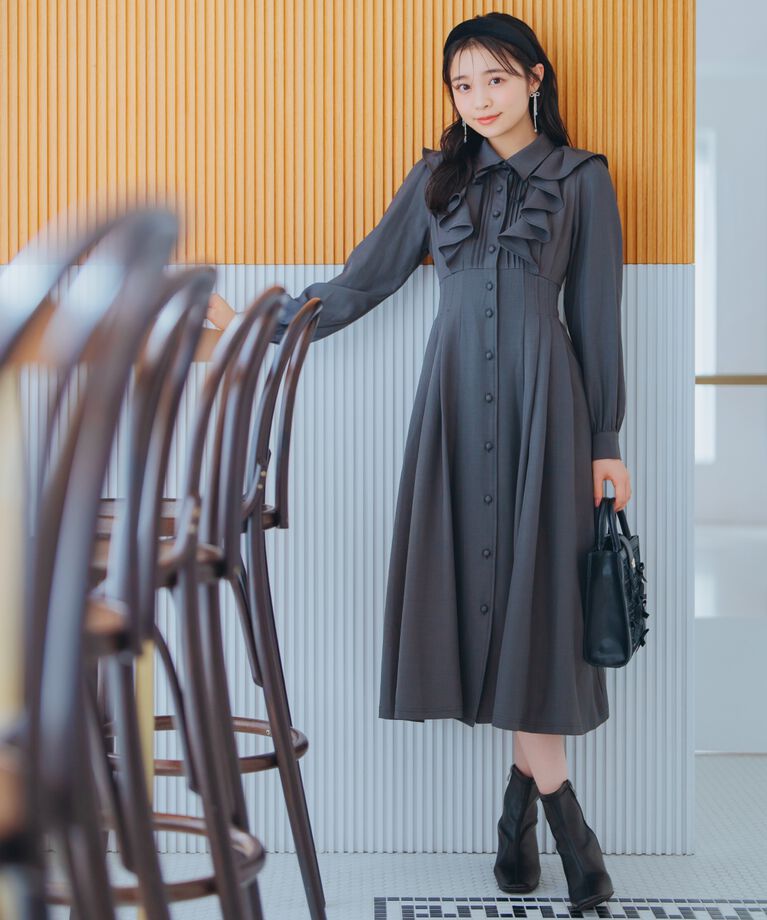 WILLSELECTION「ラッフルフリルタックウエストシャツワンピース」|ワンピース|