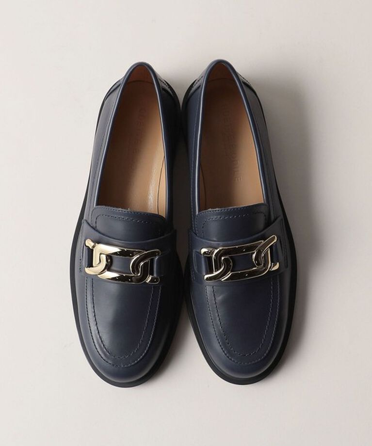 ODETTE E ODILE「チェーンモチーフローファー フラット20↑」|ローファー|NAVY