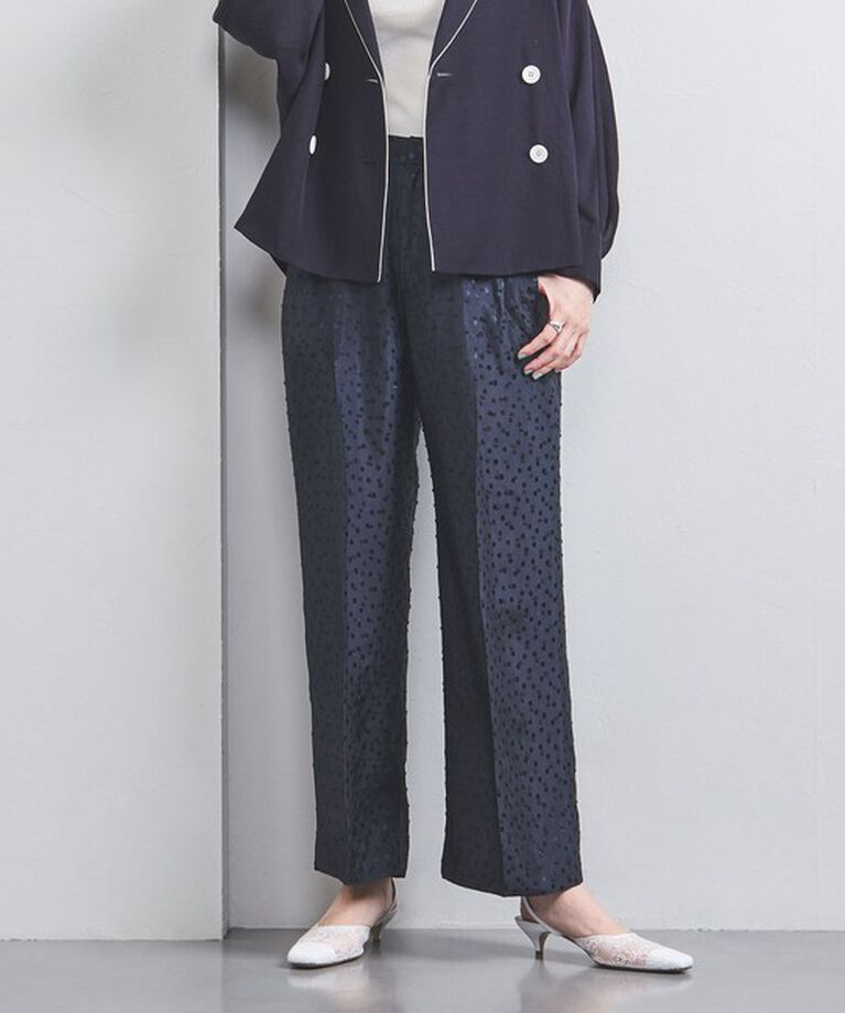 UNITED ARROWS「ドット サテン 2タック ワイドパンツ」|その他|NAVY