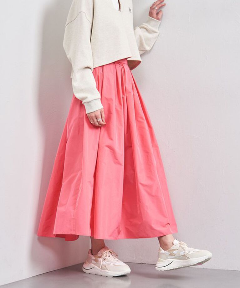 UNITED ARROWS「タフタ ボリュームギャザー スカート」|フレア|PINK