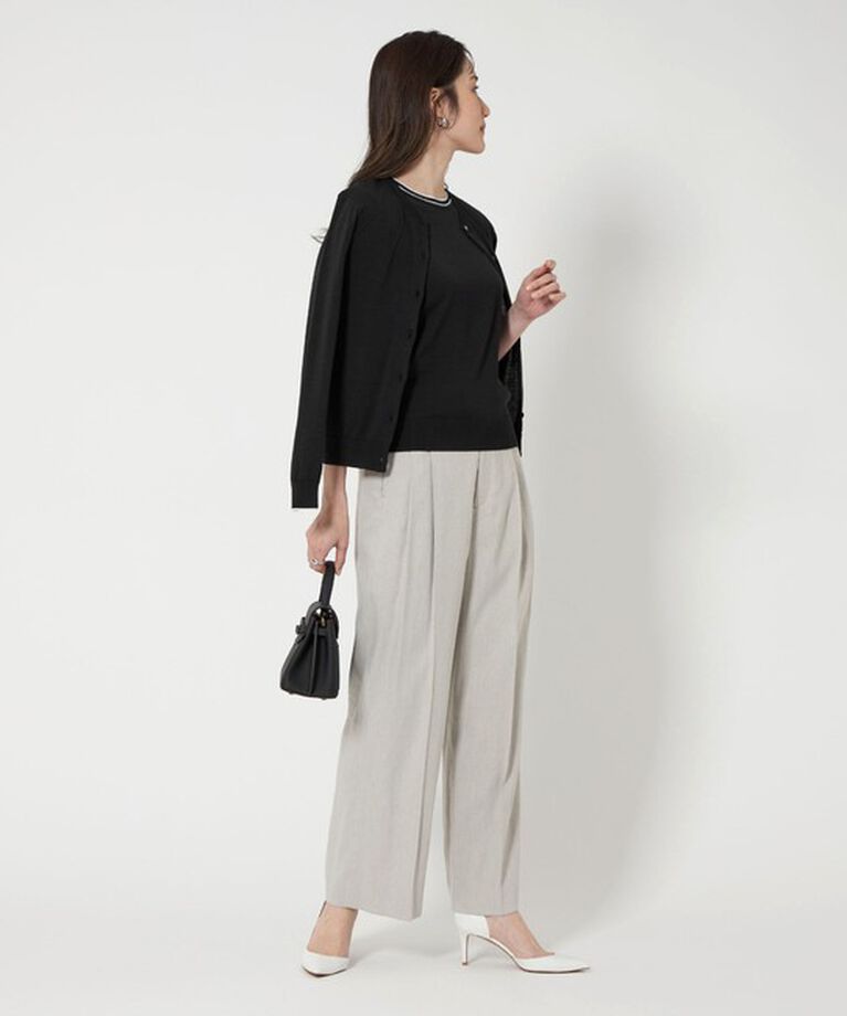 UNITED ARROWS「コットンシルク 18G クルーネック カーディガン」|カーディガン|