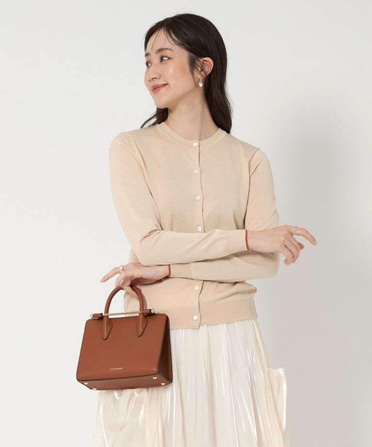 UNITED ARROWS「コットンシルク 18G クルーネック カーディガン」|カーディガン|BEIGE
