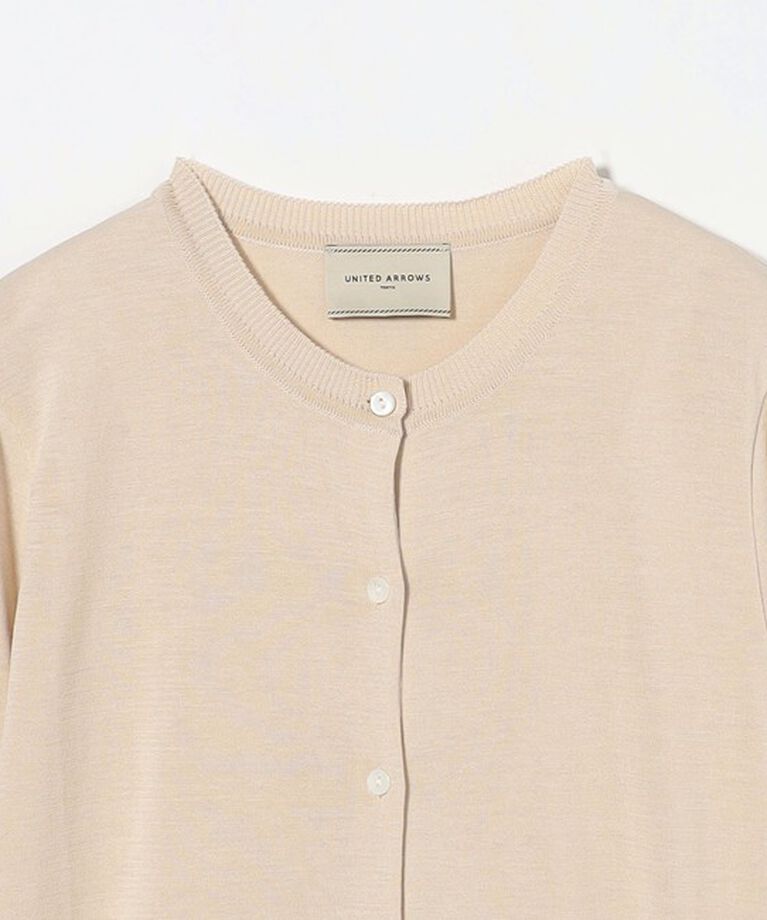 UNITED ARROWS「コットンシルク 18G クルーネック カーディガン」|カーディガン|