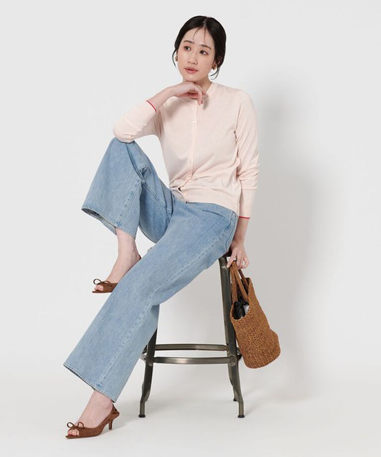 UNITED ARROWS「コットンシルク 18G クルーネック カーディガン」|カーディガン|