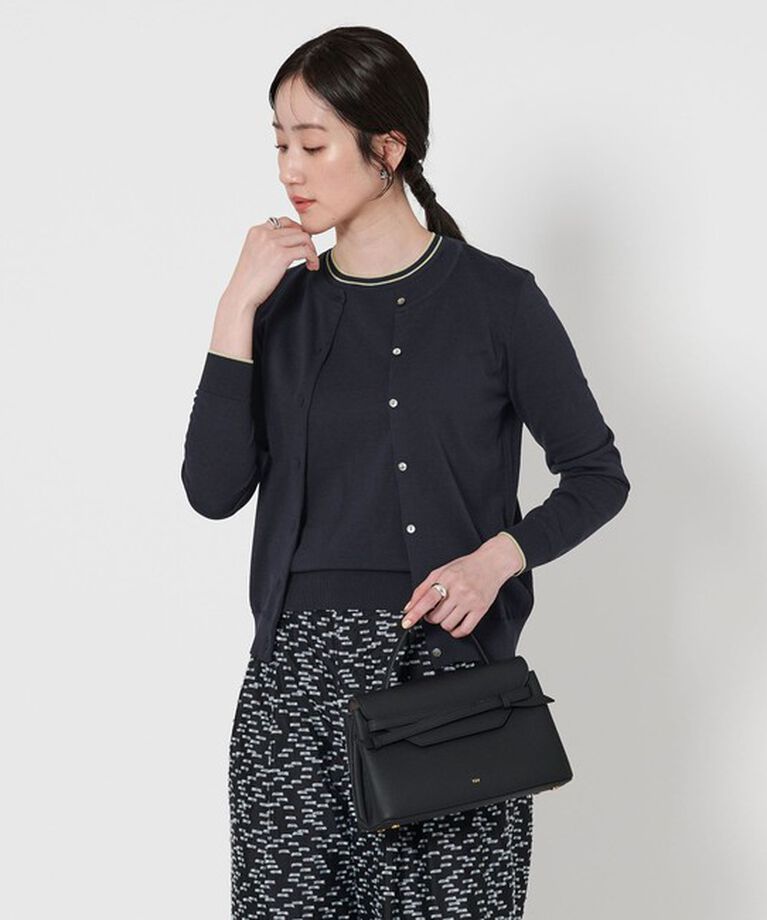 UNITED ARROWS「コットンシルク 18G クルーネック カーディガン」|カーディガン|NAVY