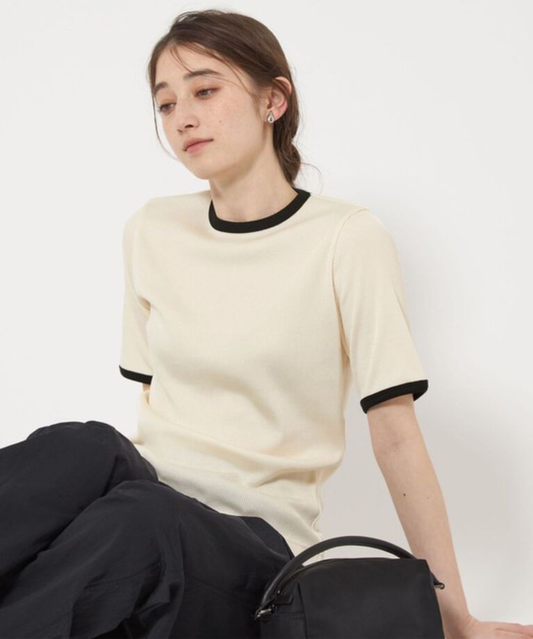 UNITED ARROWS「リブ バイカラーパイピング Tシャツ」|Tシャツ・カットソー|OFF WHITE