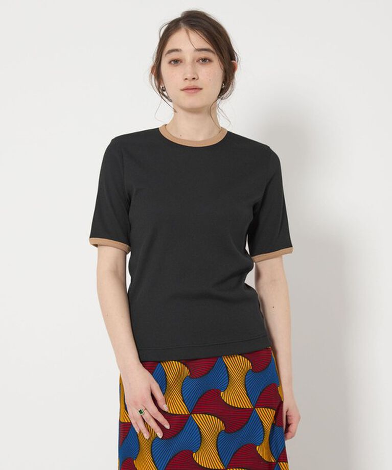 UNITED ARROWS「リブ バイカラーパイピング Tシャツ」|Tシャツ・カットソー|BLACK