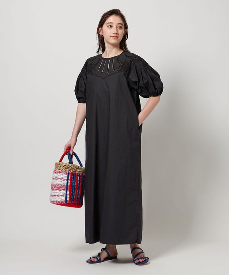 UNITED ARROWS「ポプリン エンブロイダリー ドレス」|ワンピース|BLACK