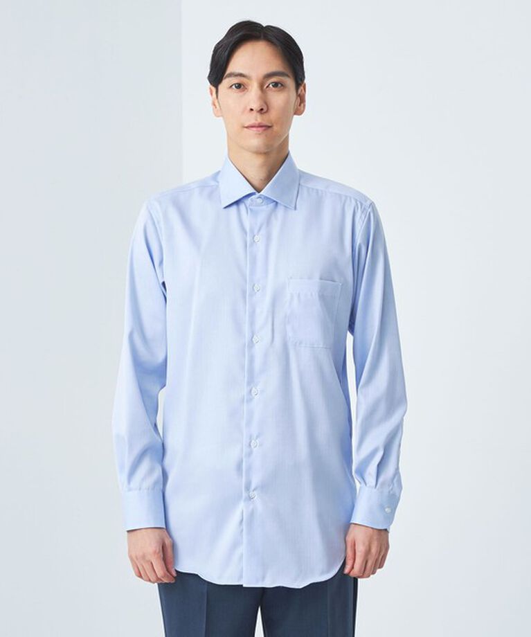 UNITED ARROWS green label relaxing「コットン ヘリンボーン ワイドカラー ドレスシャツ -イージーアイロン-」|シャツ・ブラウス|