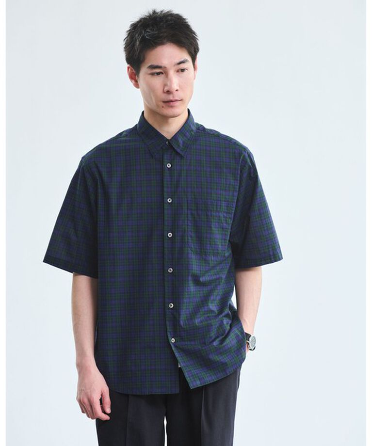UNITED ARROWS green label relaxing「トーマスメイソン ジャストルーズ レギュラーカラー 半袖シャツ」|シャツ・ブラウス|NAVY