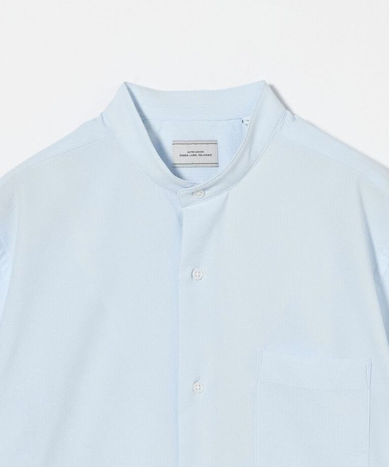 UNITED ARROWS green label relaxing「Pラッカン ソリッド スタンダード バンドカラー シャツ -ストレッチ・イージーアイロン・吸水速乾-」|シャツ・ブラウス|