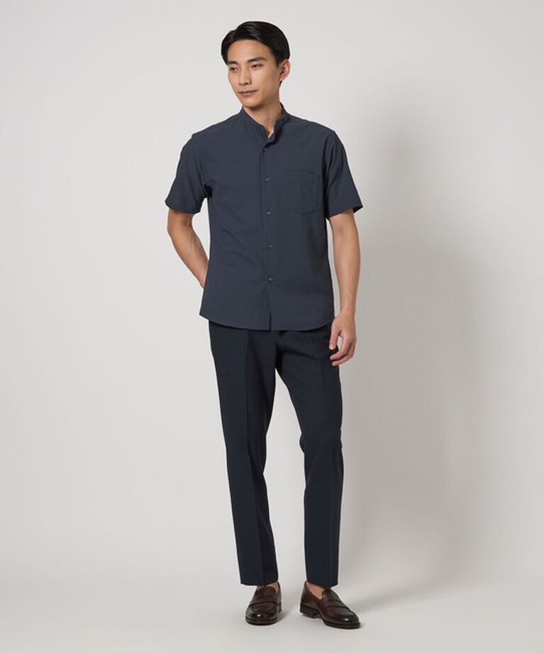 UNITED ARROWS green label relaxing「Pラッカン ソリッド スタンダード バンドカラー シャツ -ストレッチ・イージーアイロン・吸水速乾-」|シャツ・ブラウス|