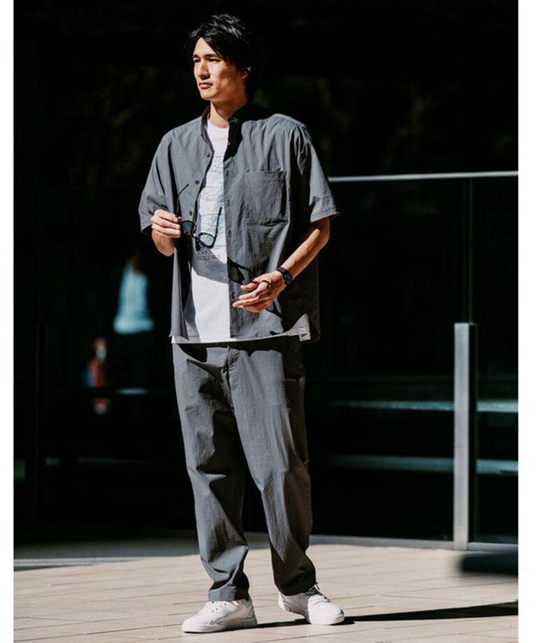 UNITED ARROWS green label relaxing「WONDER CLOTH バンドカラー 半袖 シャツ -ストレッチ・接触冷感・吸水速乾-」|シャツ・ブラウス|