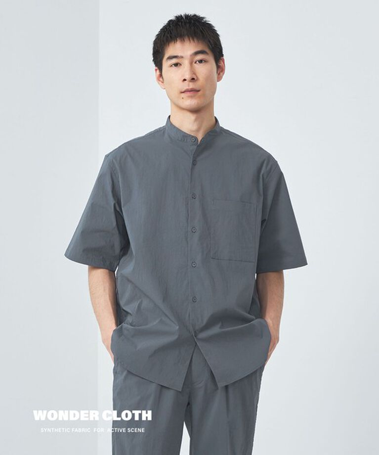UNITED ARROWS green label relaxing「WONDER CLOTH バンドカラー 半袖 シャツ -ストレッチ・接触冷感・吸水速乾-」|シャツ・ブラウス|