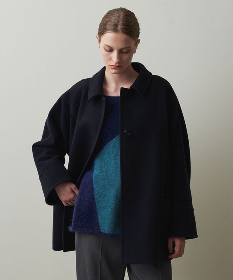 STEVEN ALAN「＜Steven Alan＞ドルマンスリーブ ハーフ コート」|ステンカラーコート|NAVY