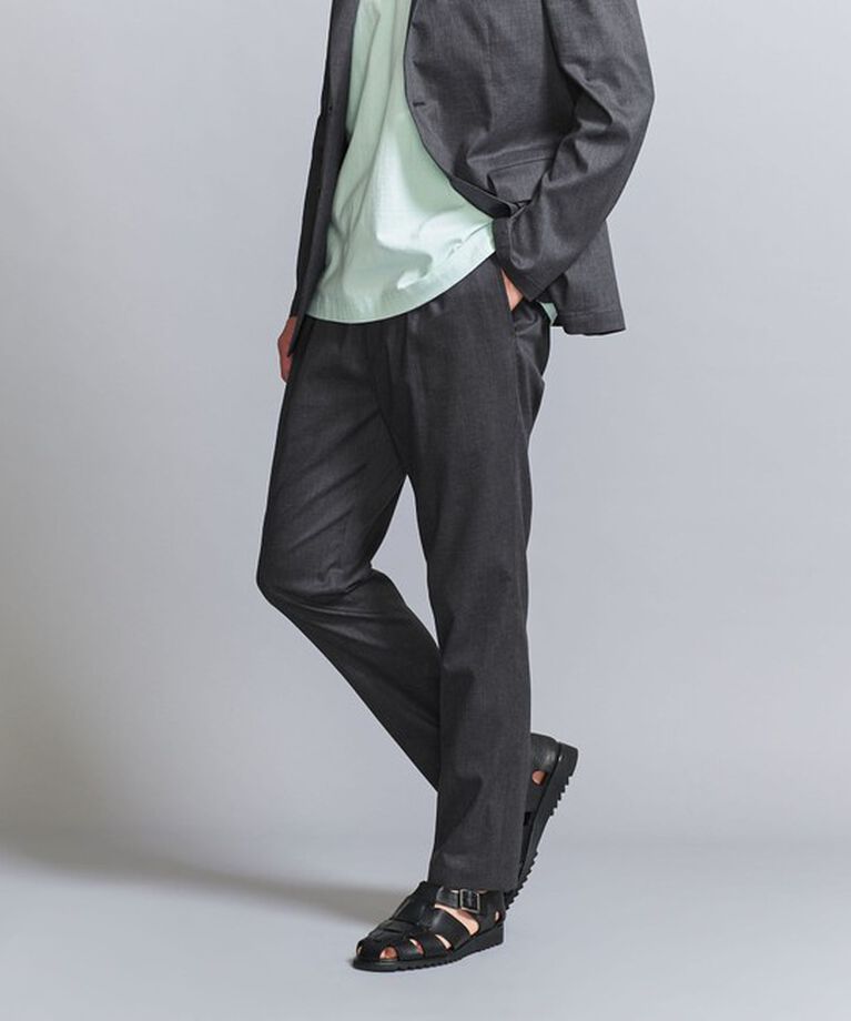 BEAUTY&YOUTH UNITED ARROWS「東レ/TORAY ドライ ポリエステル 1プリーツ イージーパンツ - セットアップ対応 ヨコストレッチ ウォッシャ」|チノ|DK.GRAY