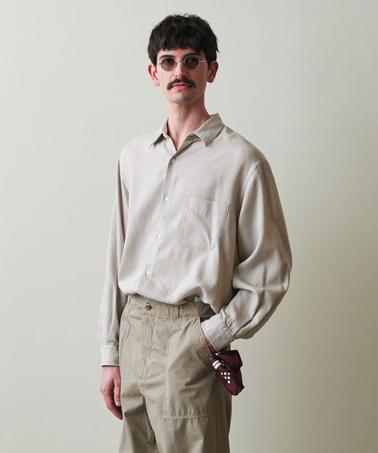 STEVEN ALAN「＜Steven Alan＞ ドレープ コードレーン レギュラーカラー シャツ  LOOSE」|シャツ・ブラウス|