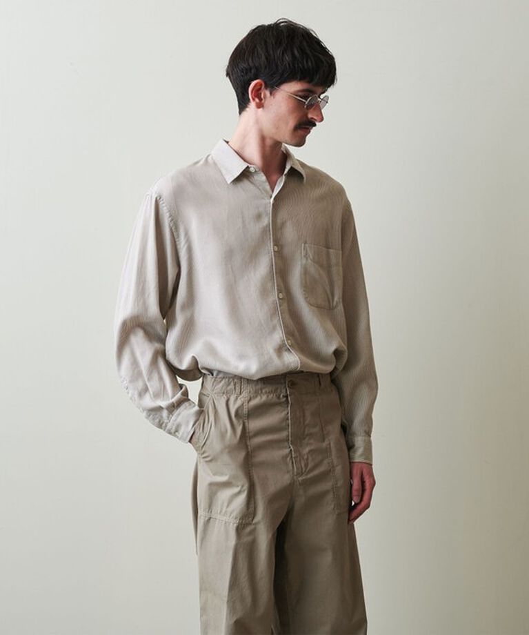 STEVEN ALAN「＜Steven Alan＞ ドレープ コードレーン レギュラーカラー シャツ  LOOSE」|シャツ・ブラウス|