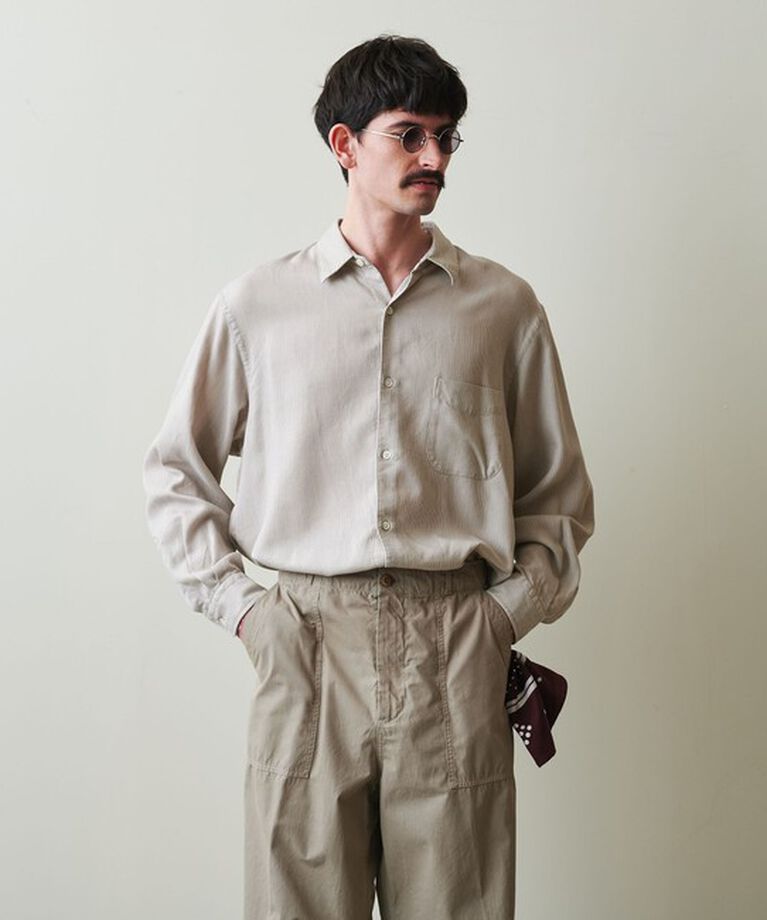 STEVEN ALAN「＜Steven Alan＞ ドレープ コードレーン レギュラーカラー シャツ  LOOSE」|シャツ・ブラウス|