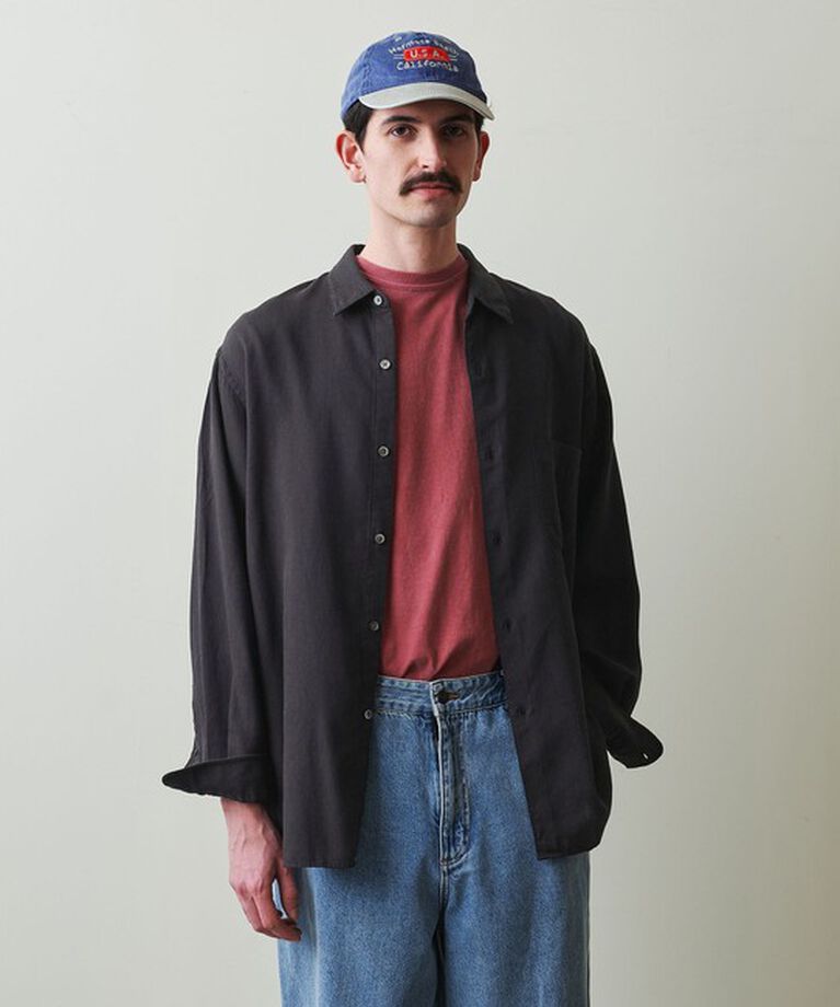 STEVEN ALAN「＜Steven Alan＞ ドレープ コードレーン レギュラーカラー シャツ  LOOSE」|シャツ・ブラウス|NAVY