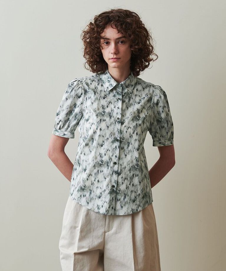 STEVEN ALAN「＜Steven Alan＞プリント パフスリーブ シャツ」|シャツ・ブラウス|MD.GRAY
