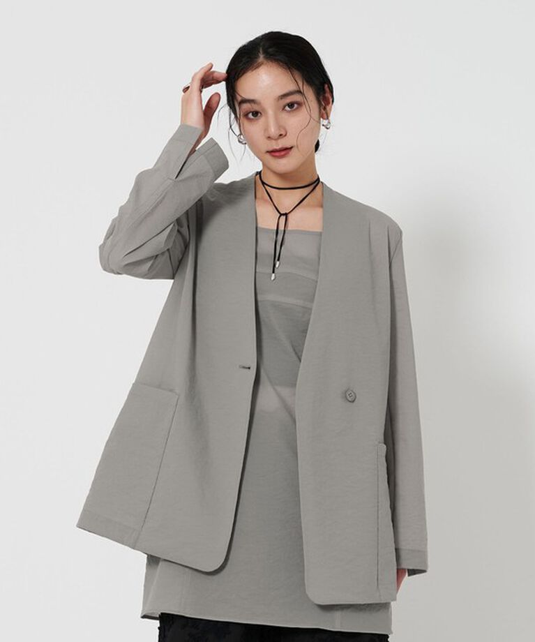 BEAUTY&YOUTH UNITED ARROWS「シアー ノーカラー ジャケット」|ノーカラージャケット|