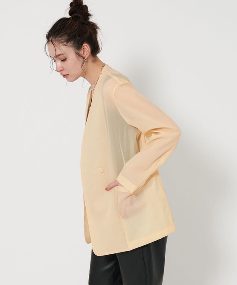 BEAUTY&YOUTH UNITED ARROWS「シアー ノーカラー ジャケット」|ノーカラージャケット|NATURAL