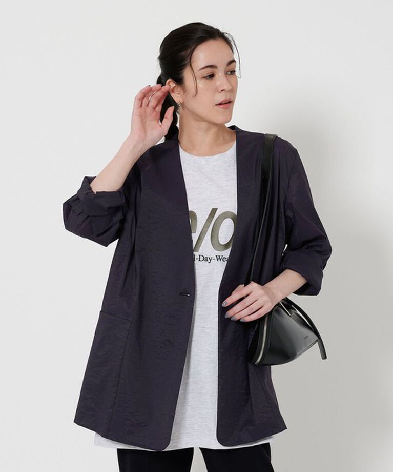 BEAUTY&YOUTH UNITED ARROWS「シアー ノーカラー ジャケット」|ノーカラージャケット|NAVY
