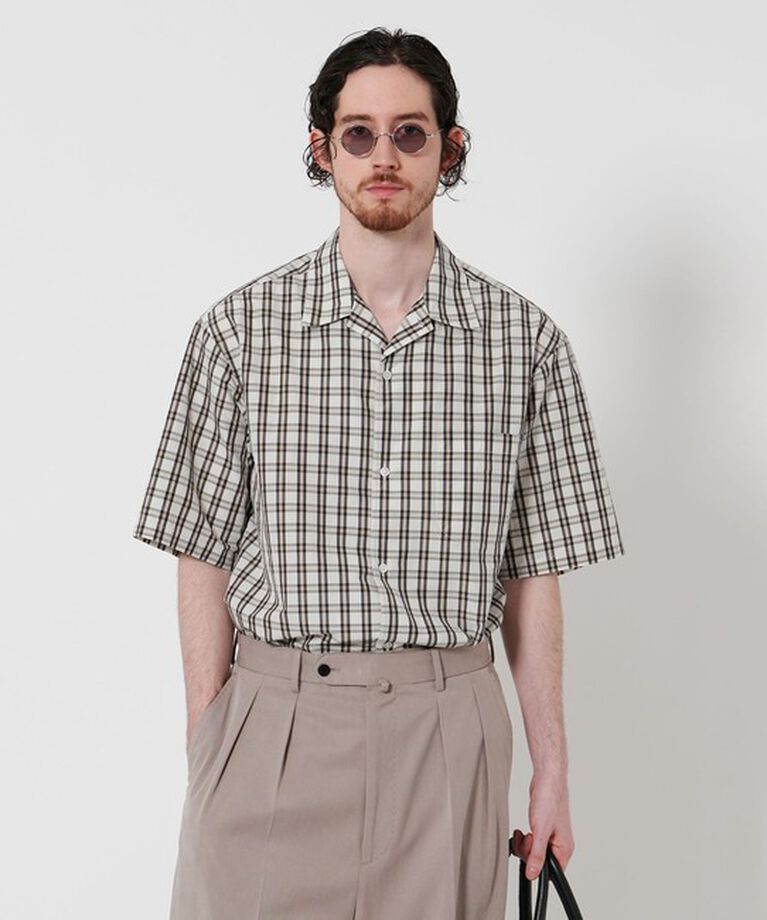 STEVEN ALAN「＜Steven Alan＞ TC ウォッシュド チェック ALINE LOOSE CASUAL BOX」|シャツ・ブラウス|OFF WHITE