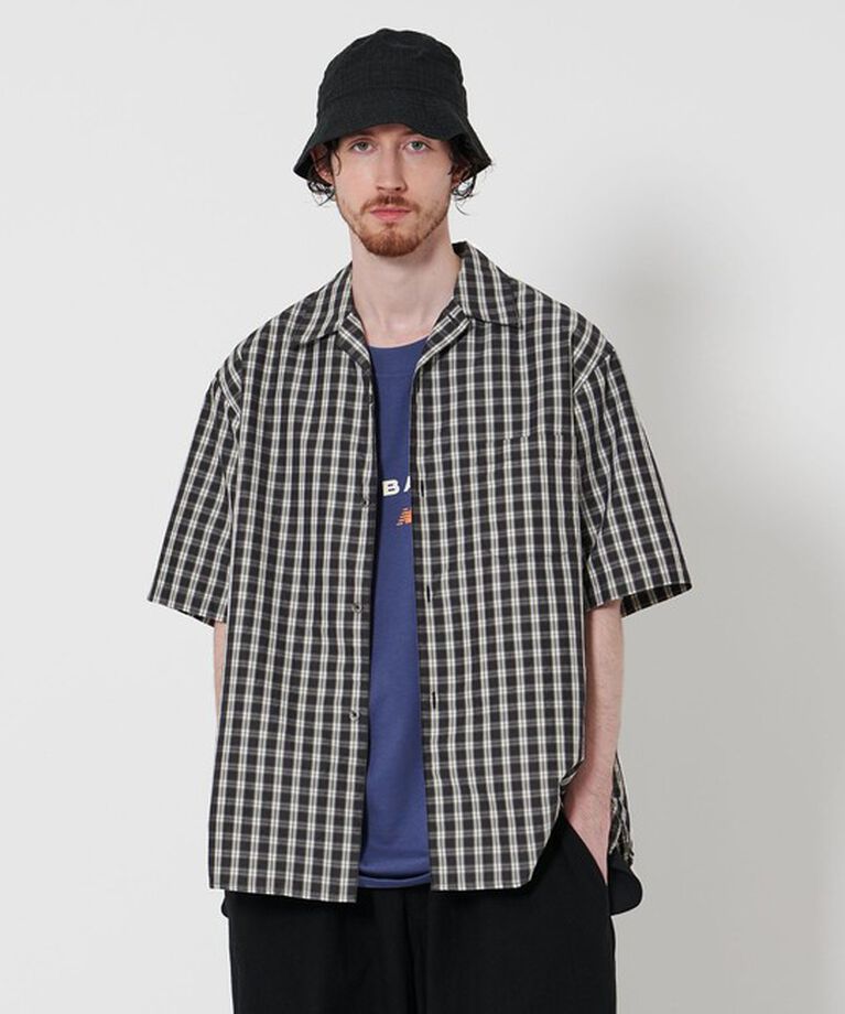 STEVEN ALAN「＜Steven Alan＞ TC ウォッシュド チェック ALINE LOOSE CASUAL BOX」|シャツ・ブラウス|BLACK