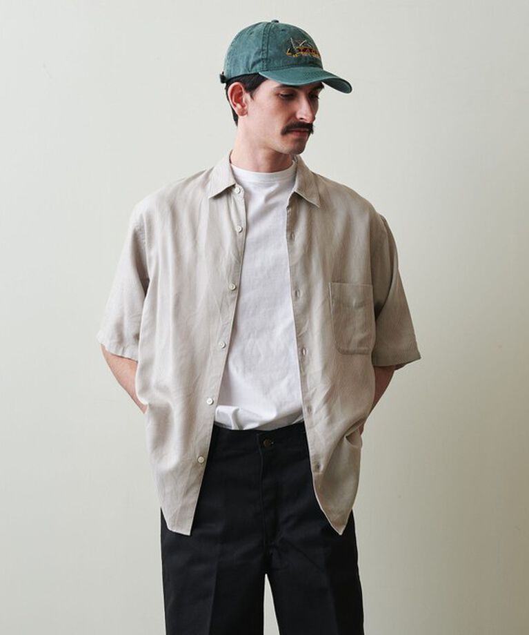 STEVEN ALAN「＜Steven Alan＞ ドレープ コードレーン レギュラーカラー ショートスリーブ シャツ ALINE LOOSE CASUAL」|シャツ・ブラウス|