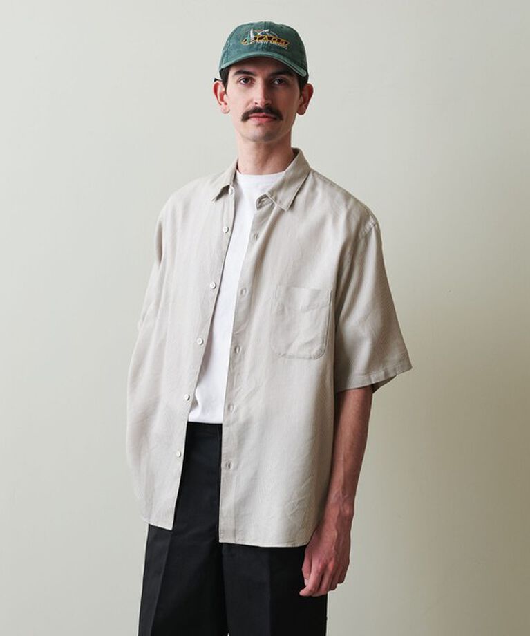 STEVEN ALAN「＜Steven Alan＞ ドレープ コードレーン レギュラーカラー ショートスリーブ シャツ ALINE LOOSE CASUAL」|シャツ・ブラウス|