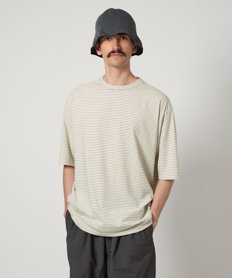 STEVEN ALAN「＜Steven Alan＞ サイロ ボーダー クルーネック Tシャツ NARROW」|Tシャツ・カットソー|OFF WHITE