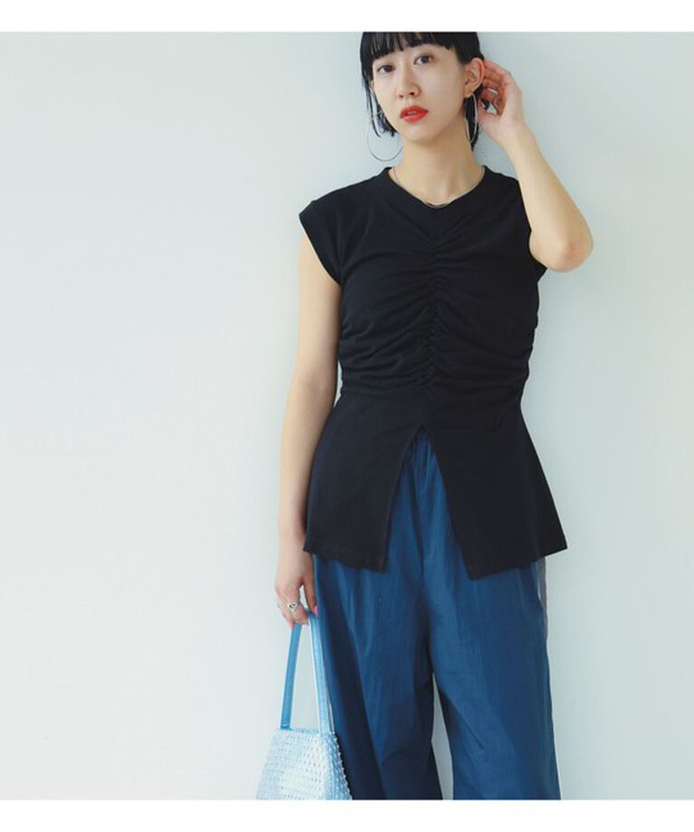 Ray BEAMS 「Ray BEAMS / ギャザー フロント ノースリーブ カットソー」|Tシャツ・カットソー|