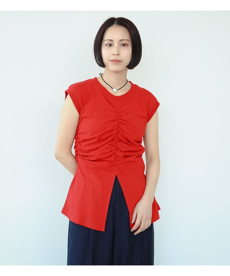 Ray BEAMS 「Ray BEAMS / ギャザー フロント ノースリーブ カットソー」|Tシャツ・カットソー|