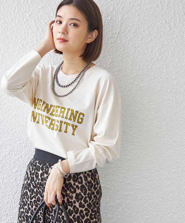 SHIPS for women「〈洗濯機可能〉Odub:フットボール TEE◇」|Tシャツ・カットソー|ナチュラル
