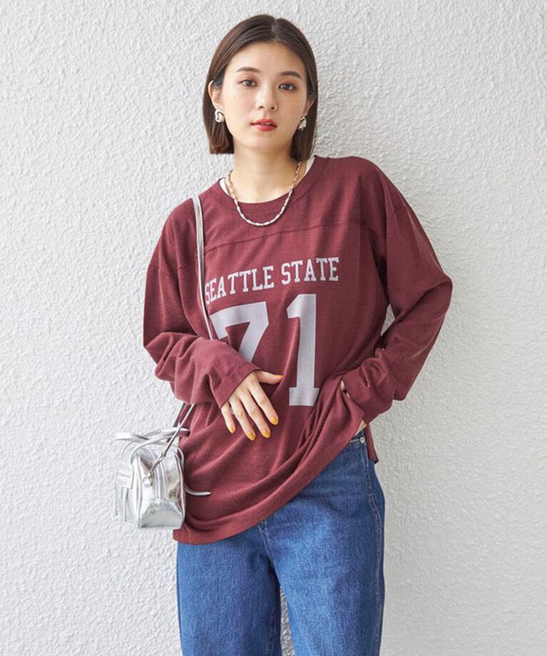 SHIPS for women「〈洗濯機可能〉Odub:フットボール TEE◇」|Tシャツ・カットソー|